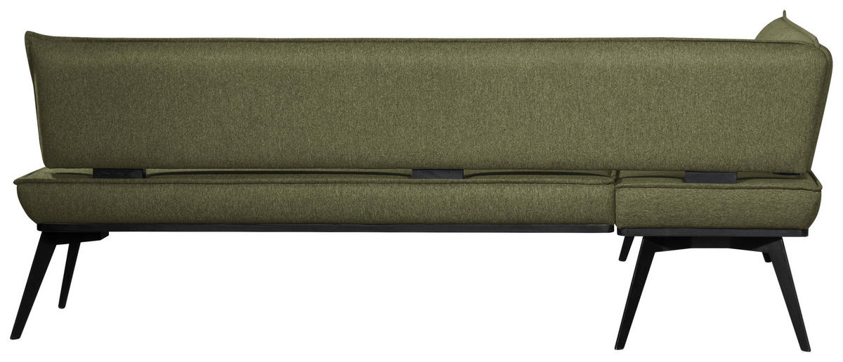 ECKBANK 165/215 cm Webstoff Schwarz, Olivgrün Buche massiv   - Schwarz/Olivgrün, Basics, Holz/Textil (165/215cm) - Carryhome