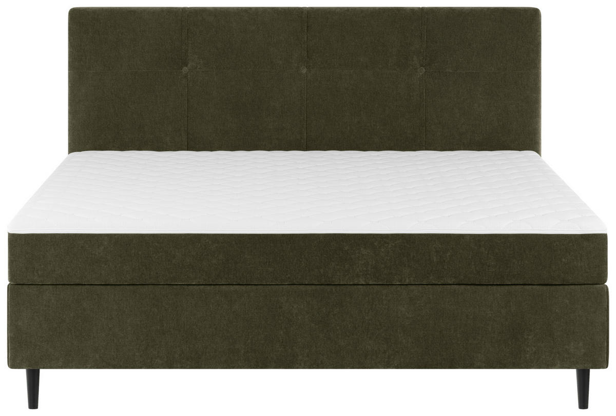 BOXBETT 140/200 cm  in Khaki  - Khaki/Schwarz, KONVENTIONELL, Holz/Textil (140/200cm) - Welnova