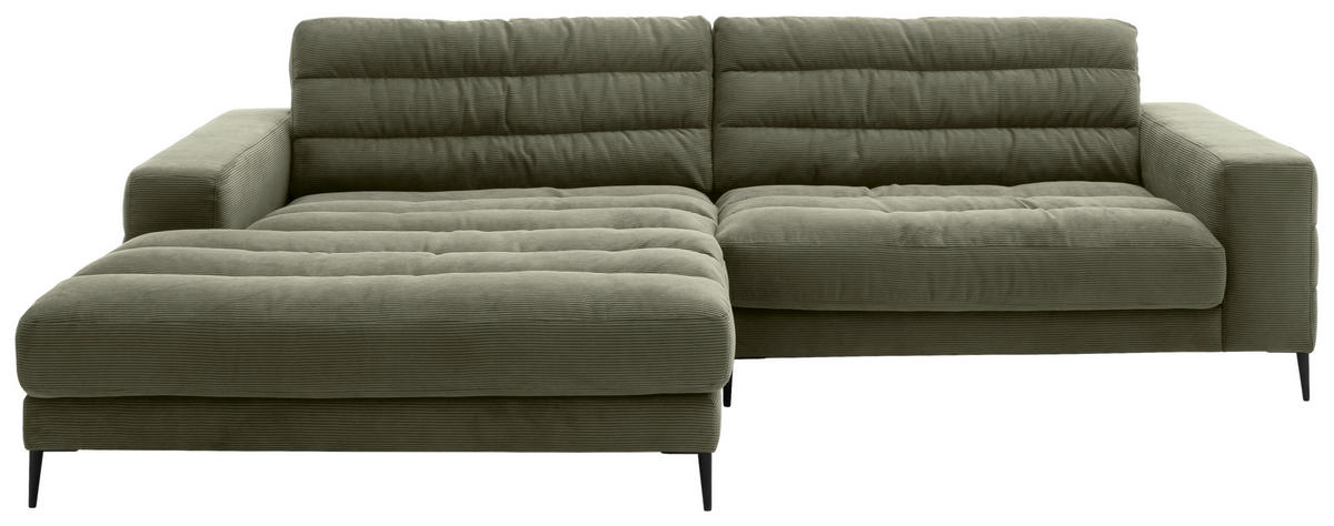 ROHOVÁ SEDAČKA, textil, kompozitní dřevo, olivově zelená - černá/olivově zelená, Design, kov/kompozitní dřevo (207/293cm) - Dieter Knoll