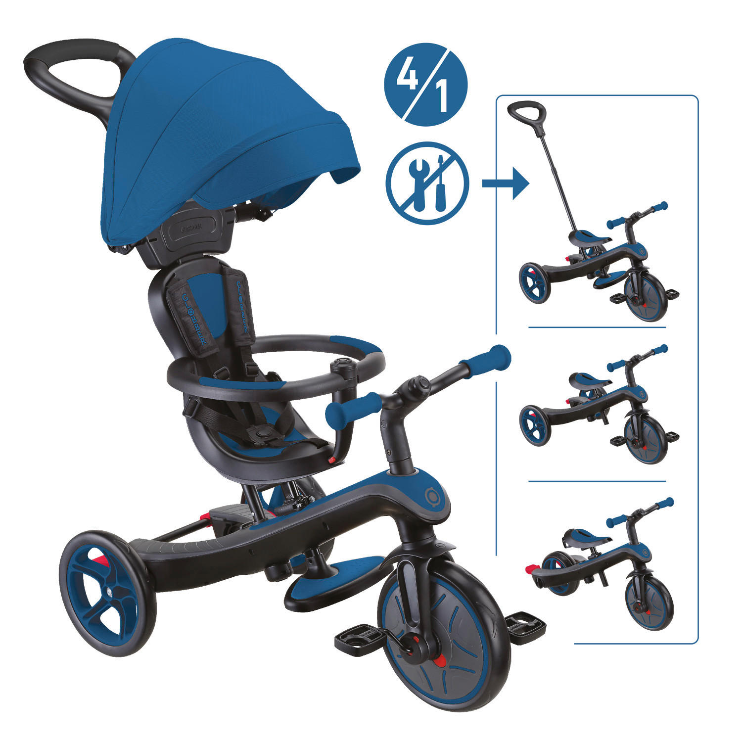 DREIRAD EXPLORER TRIKE 4in1  - Blau, Basics, Kunststoff (95/47/97,5cm) - GLOBBER