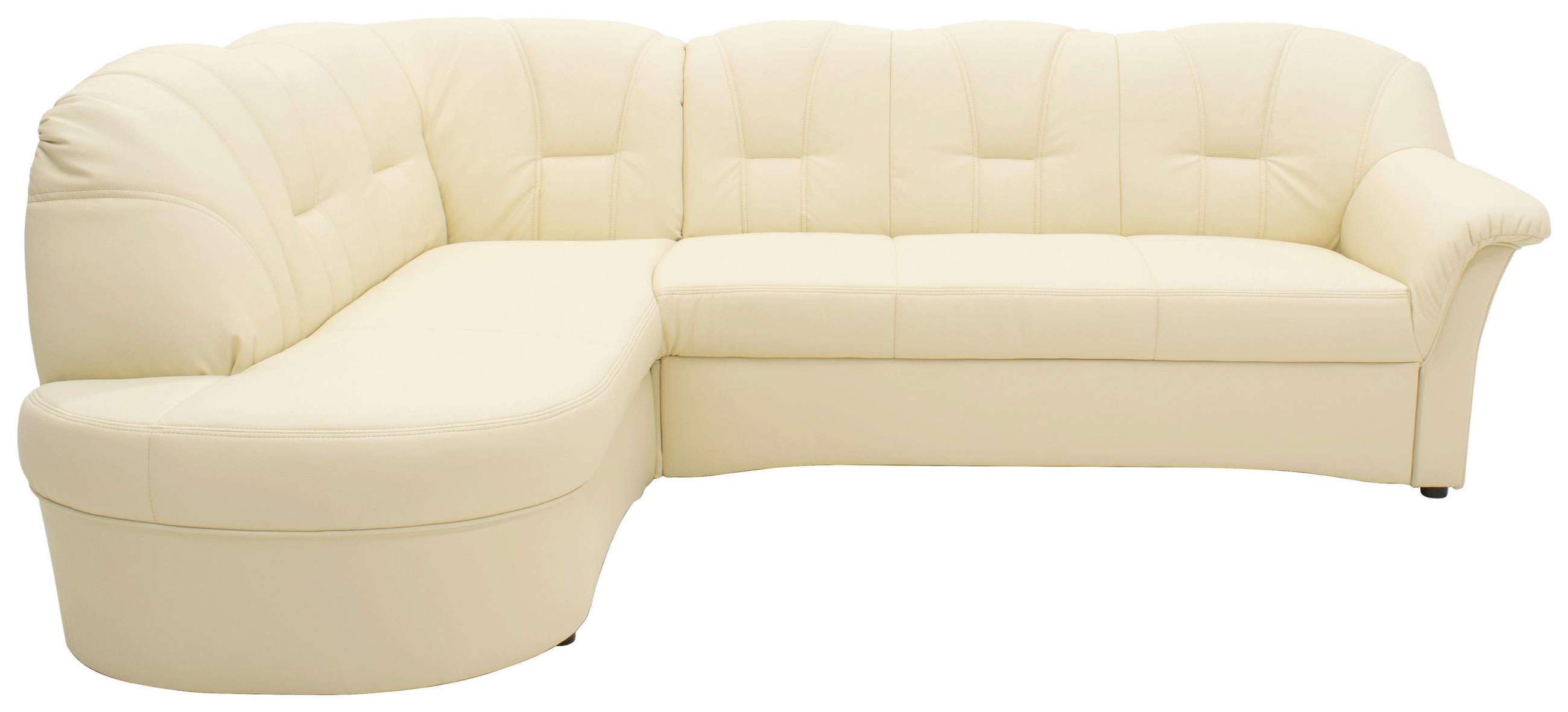 ECKSOFA Beige Lederlook  - Beige/Schwarz, KONVENTIONELL, Kunststoff/Textil (180/243cm) - MID.YOU