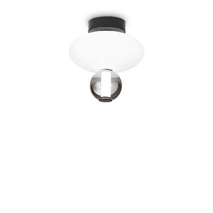 DECKENLEUCHTE  28/35 cm    - Schwarz/Weiß, Design, Glas/Metall (28/35cm)