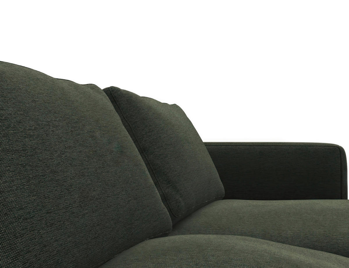 WOHNLANDSCHAFT Waldgrün Webstoff, Flachgewebe  - Waldgrün/Schwarz, Design, Textil/Metall (206/376/148cm) - Livetastic