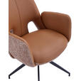 ARMLEHNSTUHL  Sitzfläche 360° drehbar, automatische Rückholfunktion Leinenoptik Echtleder  - Cognac/Schwarz, Design, Leder/Textil (60/85/62cm) - Dieter Knoll