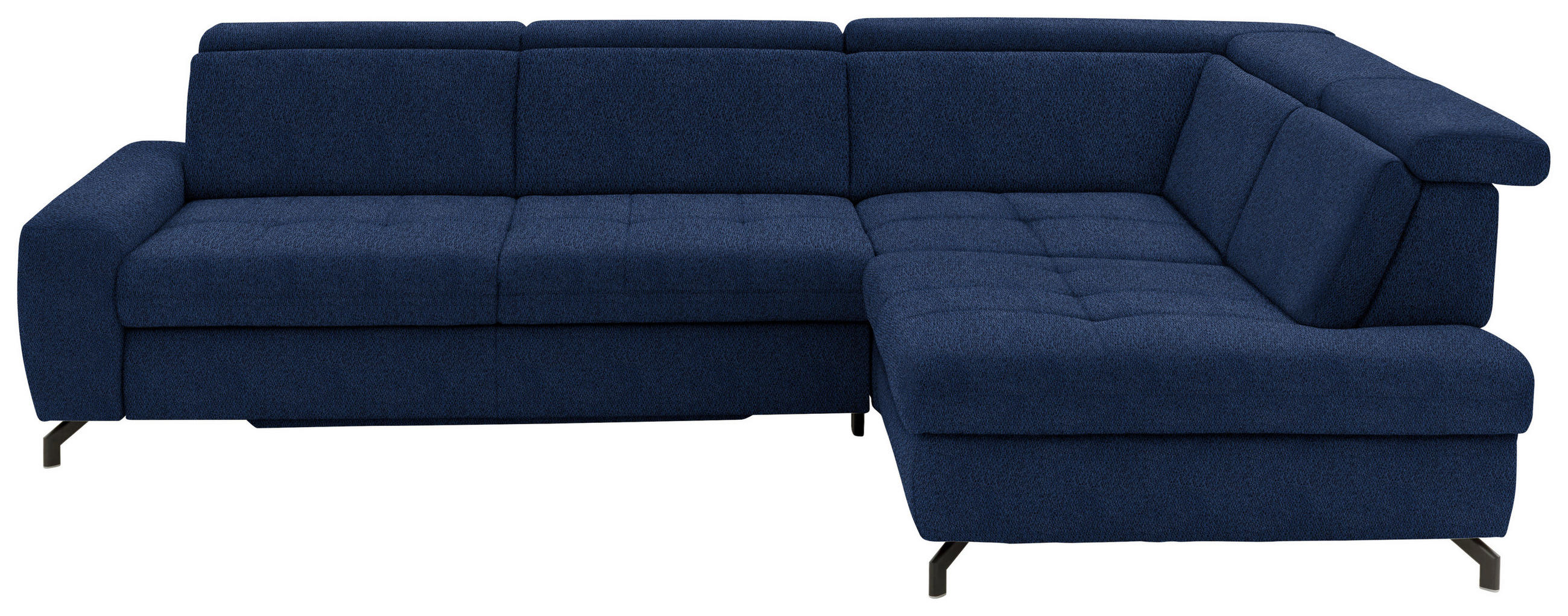ECKSOFA in Chenille Dunkelblau  - Schwarz/Dunkelblau, Design, Textil/Metall (310/220cm) - Beldomo Style