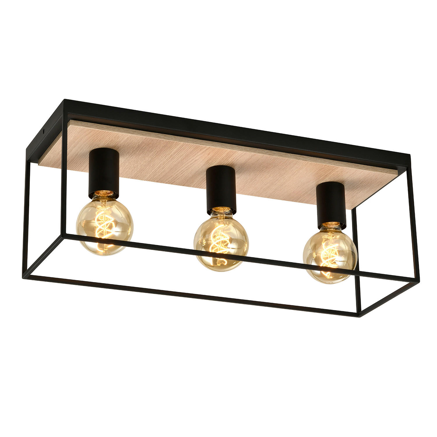 DECKENLEUCHTE 54/20/18 cm   - Eichefarben/Schwarz, Natur, Metall (54/20/18cm)