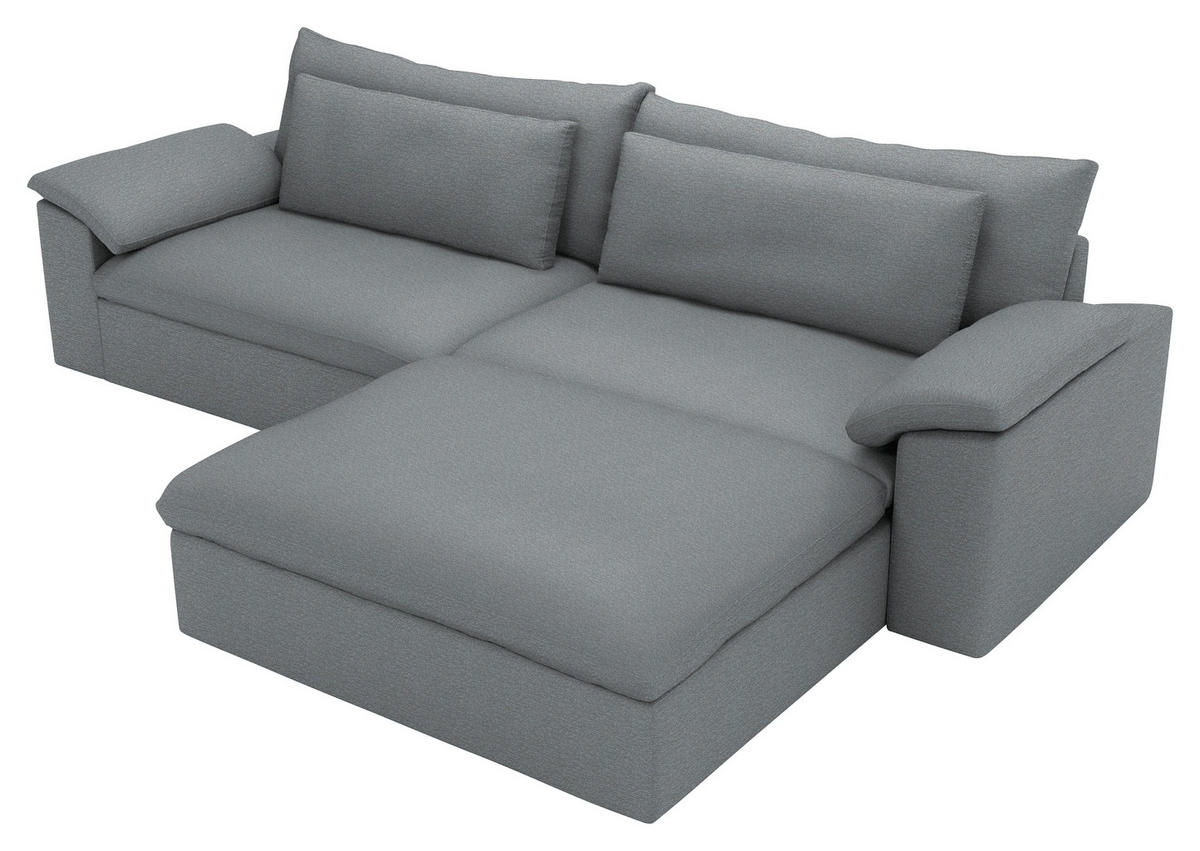 ECKSOFA 306/198 cm  in Chenille Grau Rückenkissen, Nierenkissen, Armlehnenkissen, Rücken echt  306/198 cm  - Schwarz/Grau, MODERN, Kunststoff/Textil (306/198cm) - Carryhome