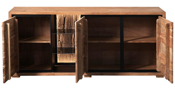 SIDEBOARD in 175/78/40 cm - Schwarz/Akaziefarben, LIFESTYLE, Glas/Holz (175/78/40cm) - Landscape