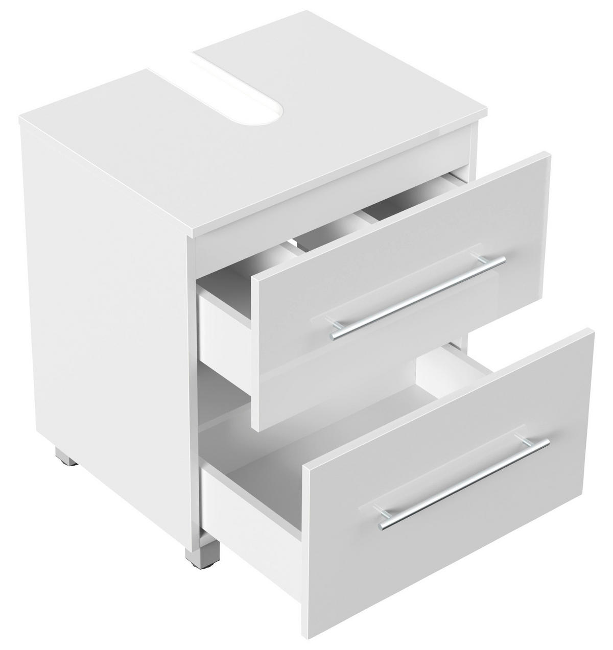 WASCHBECKENUNTERSCHRANK 55/63/41,6 cm  - Weiß Hochglanz/Silberfarben, MODERN, Holzwerkstoff/Metall (55/63/41,6cm) - MID.YOU