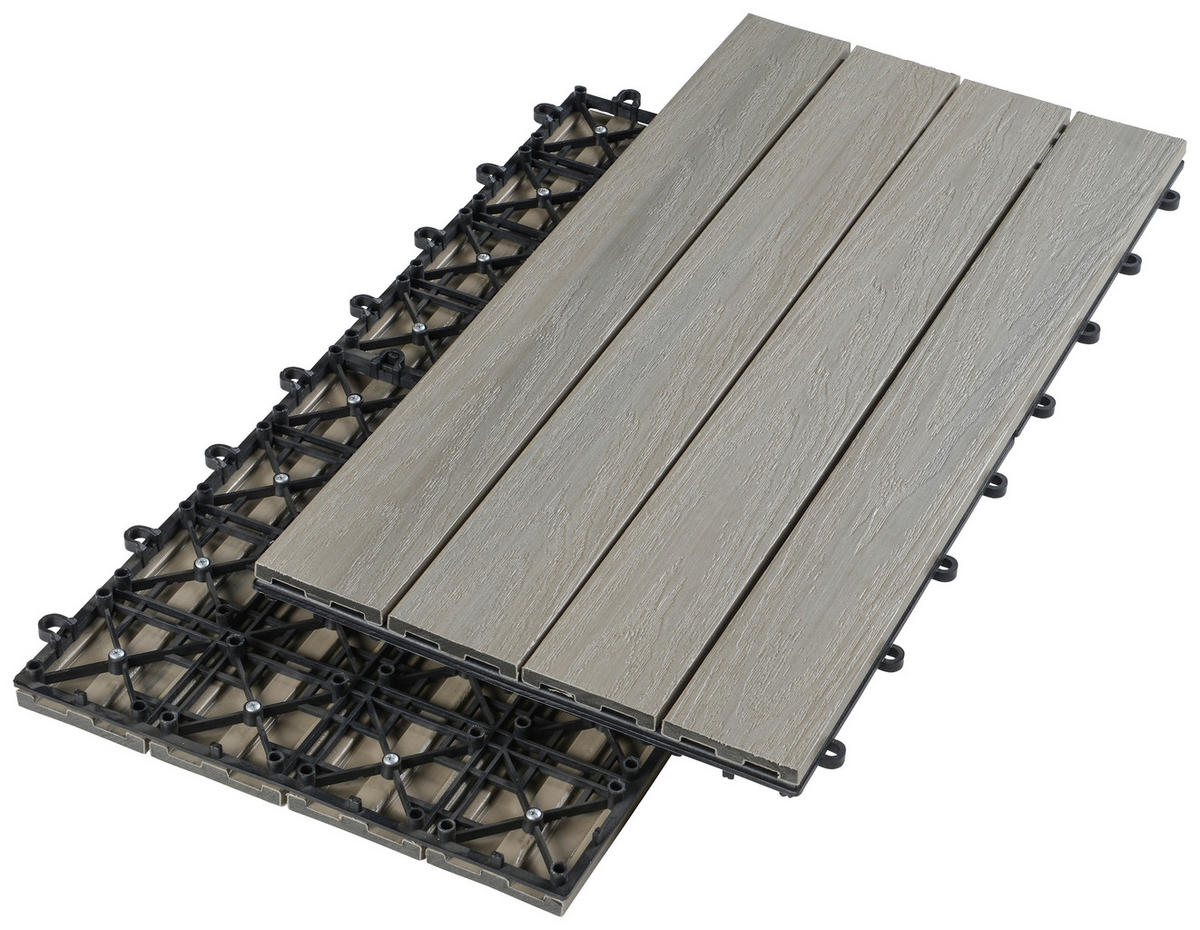 TERRASSENFLIESE - Eichefarben/Beige, Konventionell, Holzwerkstoff/Kunststoff (30/60/2,4cm) - Ambia Garden