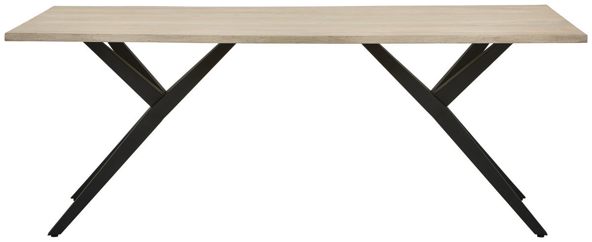 MATBORD 200/100/77 cm massivt trä  trä, metall finns i olika storlekar rektangulär svart, gråbrun  - gråbrun/svart, Lifestyle, metall/trä (200/100/77cm) - Landscape