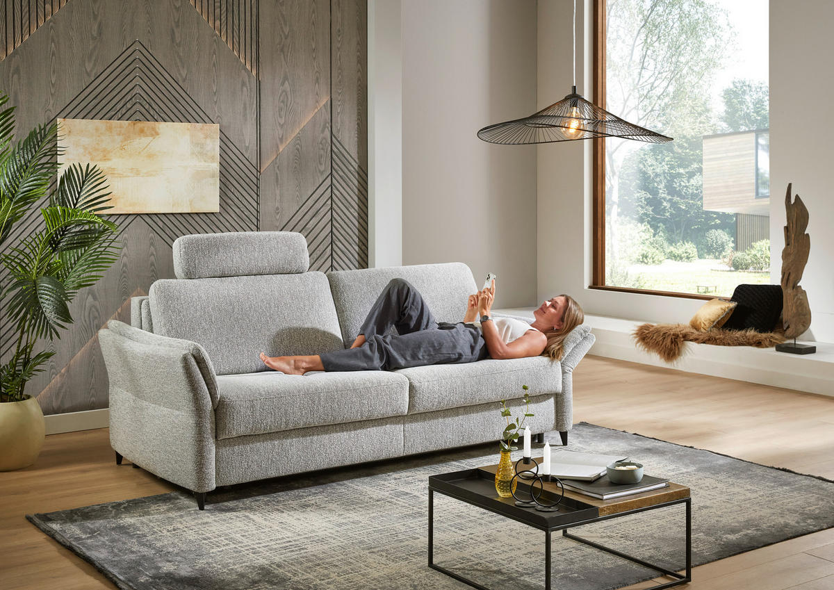 KANAPÉÁGY textil világosszürke  - világosszürke/fekete, Konventionell, textil/fém (222/87/100cm) - Dieter Knoll