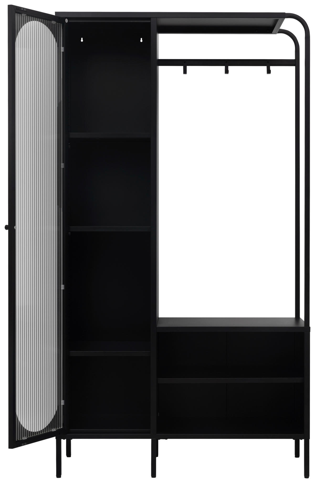 GARDEROBE  in 101,6/185/40 cm  - Schwarz, Design, Glas/Metall (101,6/185/40cm) - MID.YOU