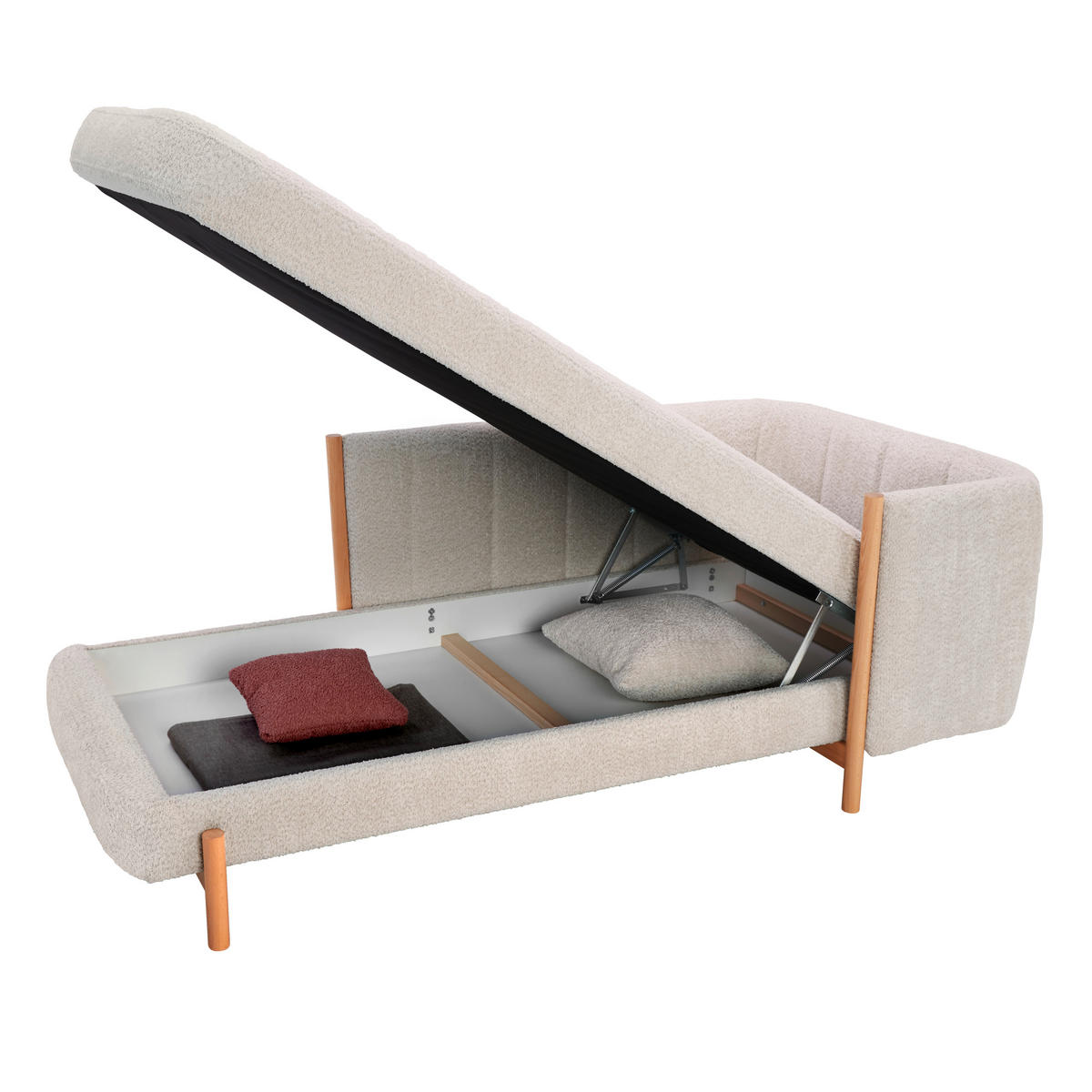 RÉCAMIERE Creme Plüsch  - Creme/Naturfarben, Design, Holz/Textil (216/90/109cm) - Niels Andersson