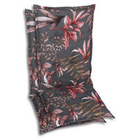 SESSELAUFLAGENSET in Anthrazit, Braun, Rosa Blätter  - Anthrazit/Braun, Basics, Textil (50/7/120cm)