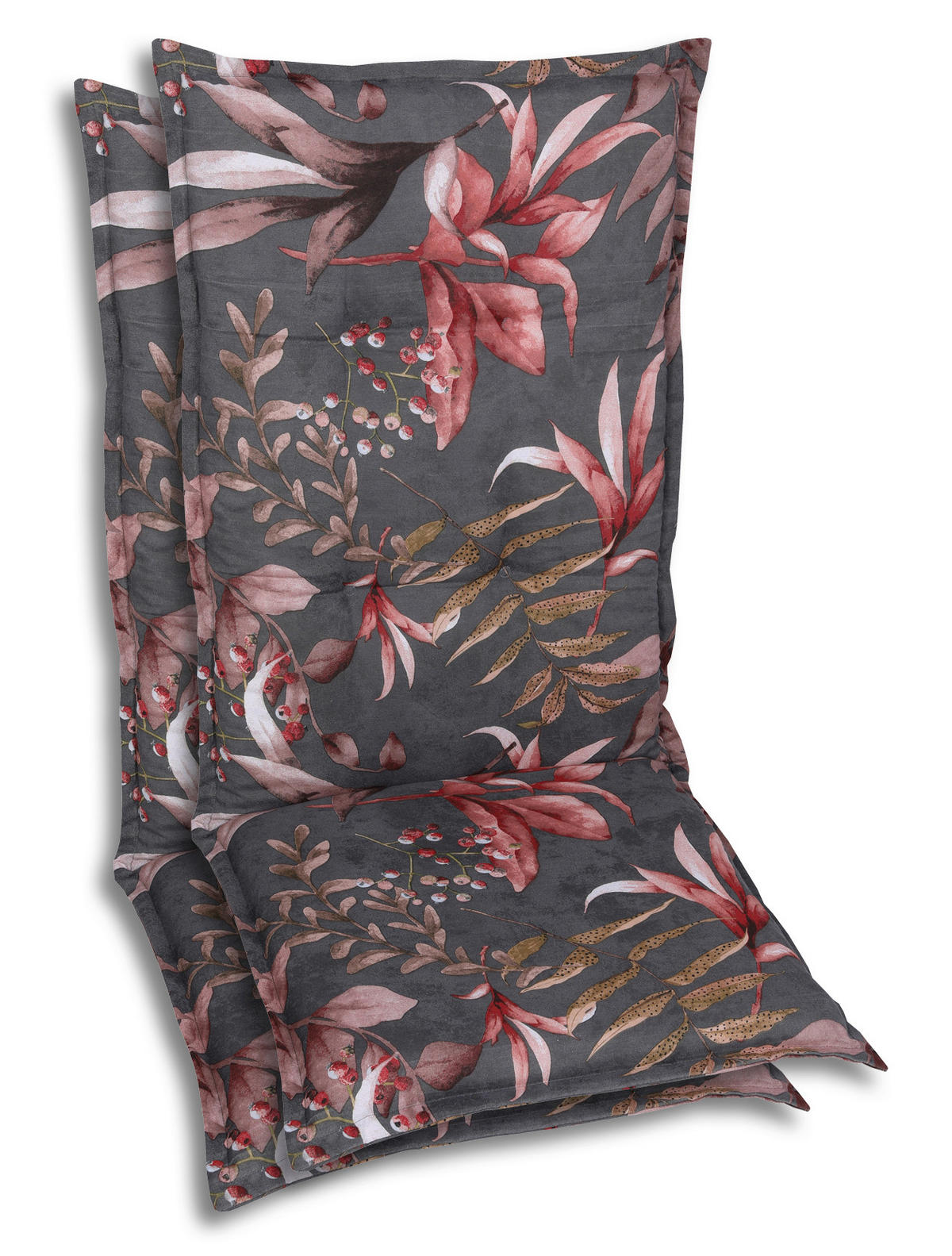 SESSELAUFLAGENSET in Anthrazit, Braun, Rosa Blätter  - Anthrazit/Braun, Basics, Textil (50/7/120cm)