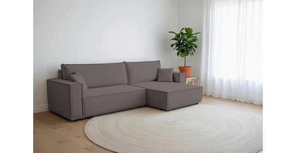 ECKSOFA inkl. Funktionen Anthrazit Cord  - Anthrazit/Schwarz, Design, Textil (267/141cm) - Xora
