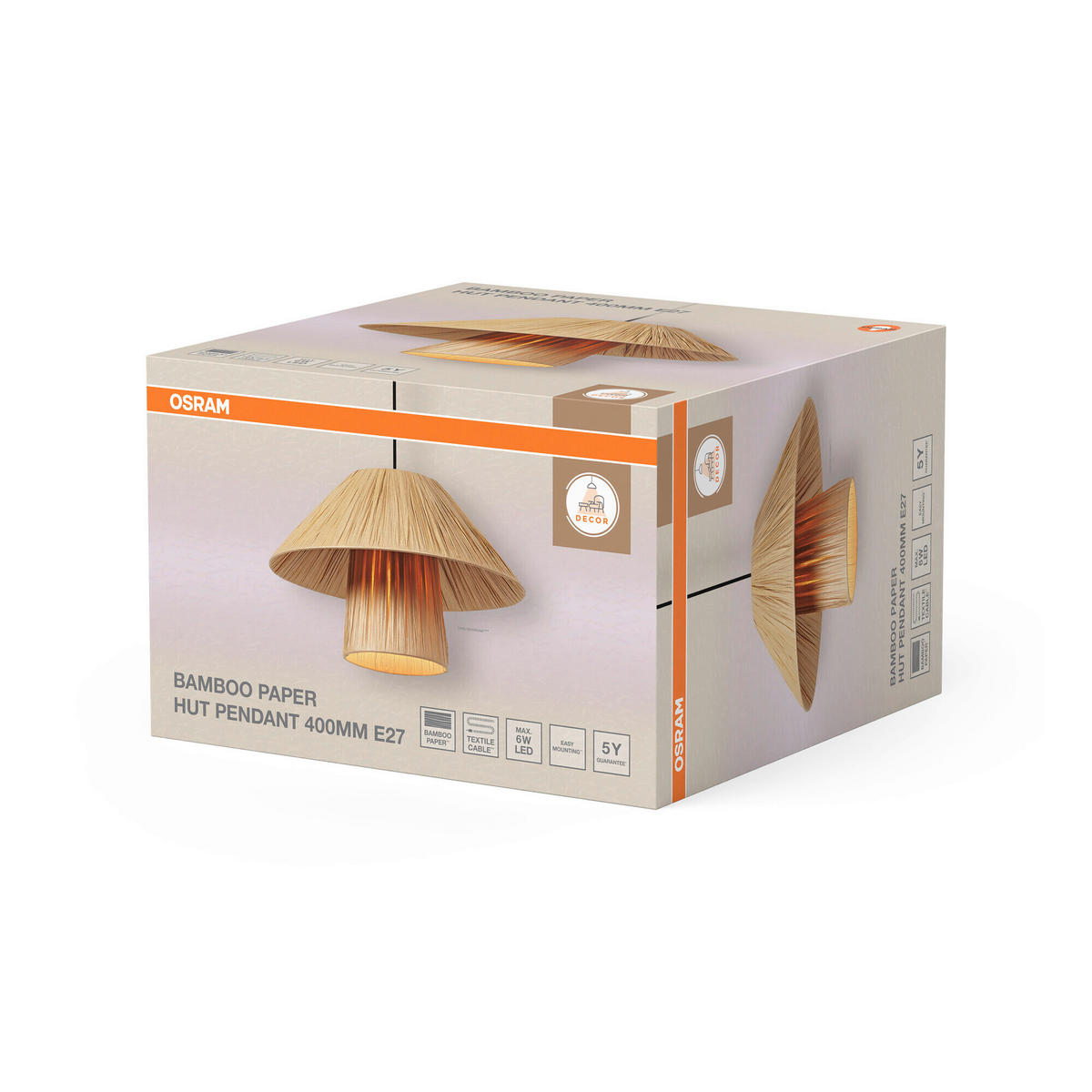 HÄNGELEUCHTE 40/120 cm  - Braun, Natur, Naturmaterialien/Metall (40/120cm) - Osram