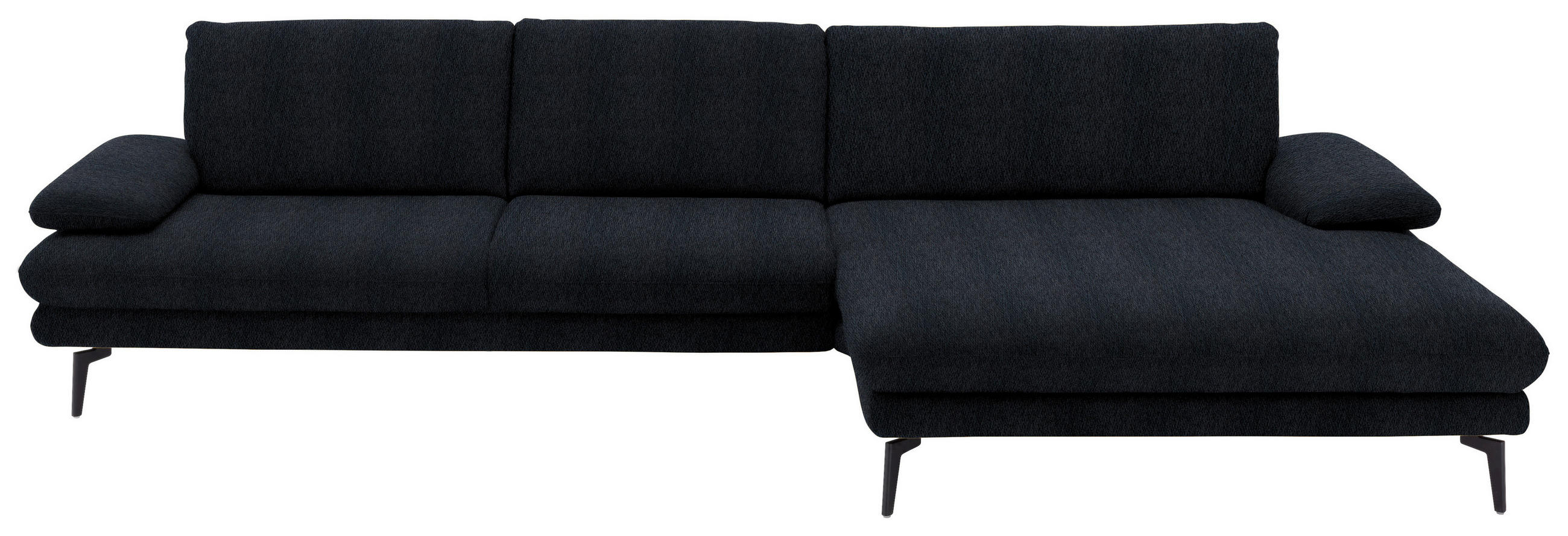 ECKSOFA in Chenille Schwarz 310/180 cm - Schwarz, Design, Textil/Metall (310/180cm) - Dieter Knoll