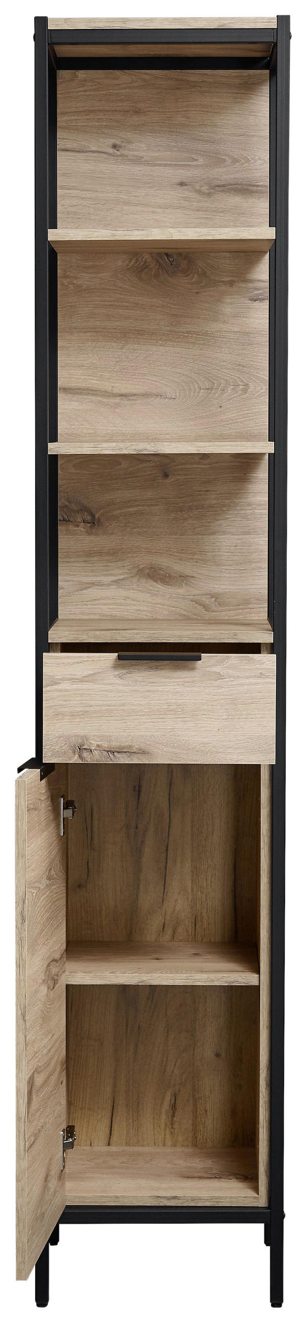 HOCHSCHRANK 38/195/30 cm  - Eichefarben/Schwarz, KONVENTIONELL, Holzwerkstoff/Kunststoff (38/195/30cm) - home24