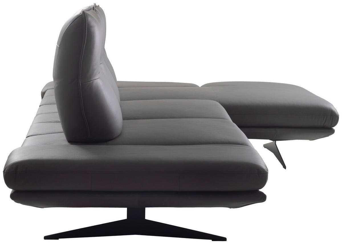 ECKSOFA  in Echtleder Dunkelgrau  291/180 cm  - Dunkelgrau/Schwarz, Design, Leder/Metall (291/180cm) - Celina Home
