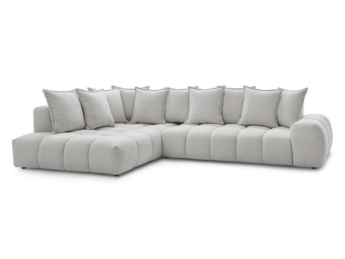 ECKSOFA Ottomane links  EVEREST Hellgrau Struktur  - Hellgrau/Schwarz, MODERN, Kunststoff/Textil (210/352cm)
