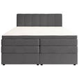 BOXSPRINGBETT 200/200 cm,  in Anthrazit, gepolstertes Kopfteil, Bettkasten, Topper, Matratzen, H2 + H3 = mittel + fest  - Anthrazit/Schwarz, KONVENTIONELL, Kunststoff/Textil (200/200cm) - Esposa