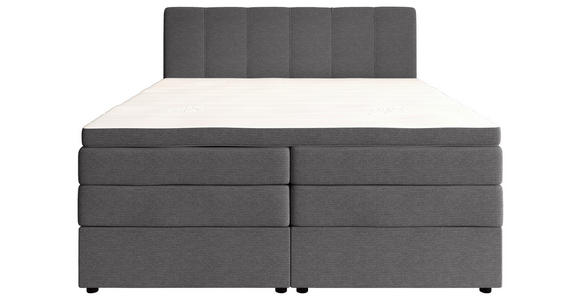 BOXSPRINGBETT 200/200 cm,  in Anthrazit, gepolstertes Kopfteil, Bettkasten, Topper, Matratzen, H2 + H3 = mittel + fest  - Anthrazit/Schwarz, KONVENTIONELL, Kunststoff/Textil (200/200cm) - Esposa