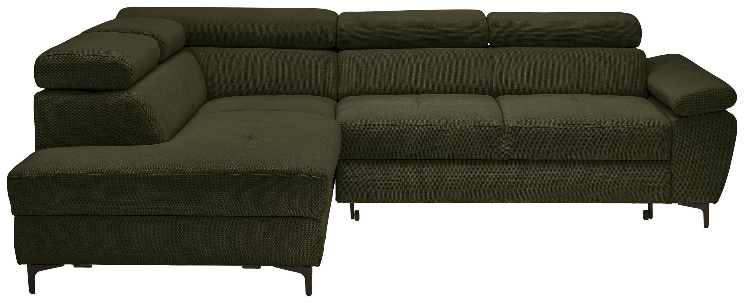 ECKSOFA in Flachgewebe Dunkelgrün  - Dunkelgrün/Schwarz, Design, Textil/Metall (206/266cm) - Stylife