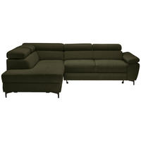 ECKSOFA inkl. Funktion COMBO Dunkelgrün Flachgewebe  - Dunkelgrün/Schwarz, Design, Textil/Metall (206/266cm) - Stylife