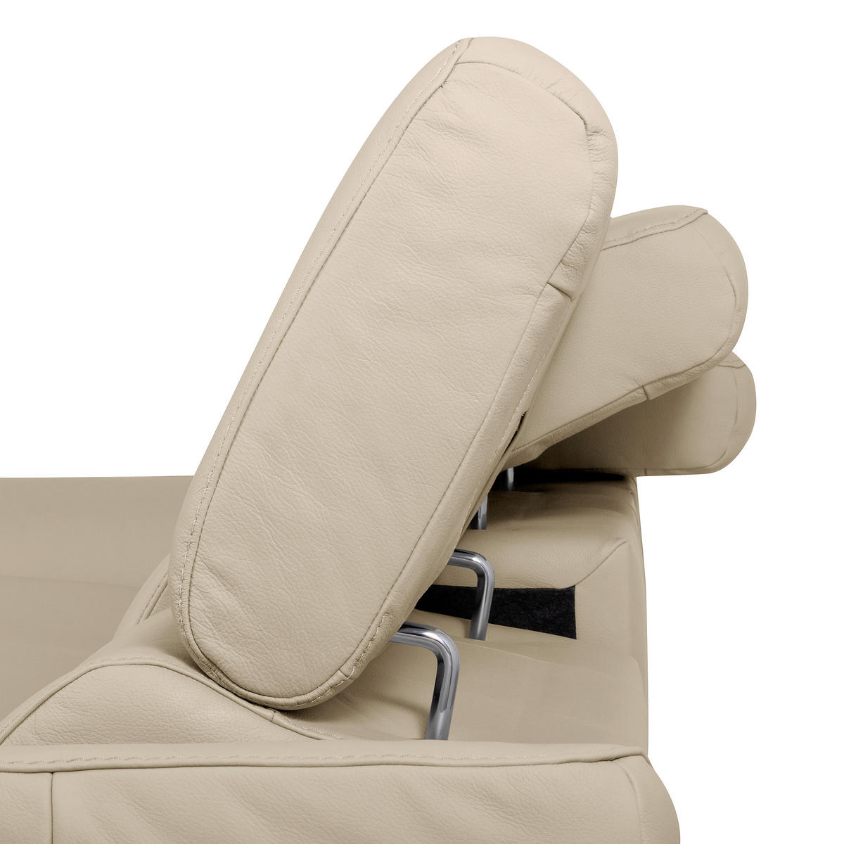 ECKSOFA SONO in Lederlook Echtleder Grau Bettkasten, Armteilverstellung, Kopfteilverstellung  252/179 cm  - Chromfarben/Grau, Design, Leder/Textil (252/179cm) - Livetastic