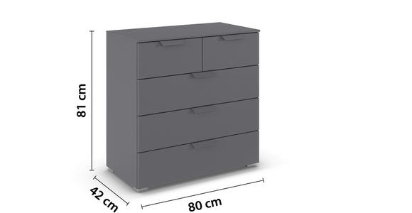 KOMMODE  in 80/81/42 cm  - Dunkelgrau, Design, Holzwerkstoff/Metall (80/81/42cm) - Carryhome