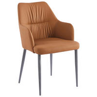 ARMLEHNSTUHL-SET 2 Stück  in Lederlook (vegan)  - Hellbraun/Schwarz, MODERN, Textil/Metall (55/88/64cm) - Kayoom