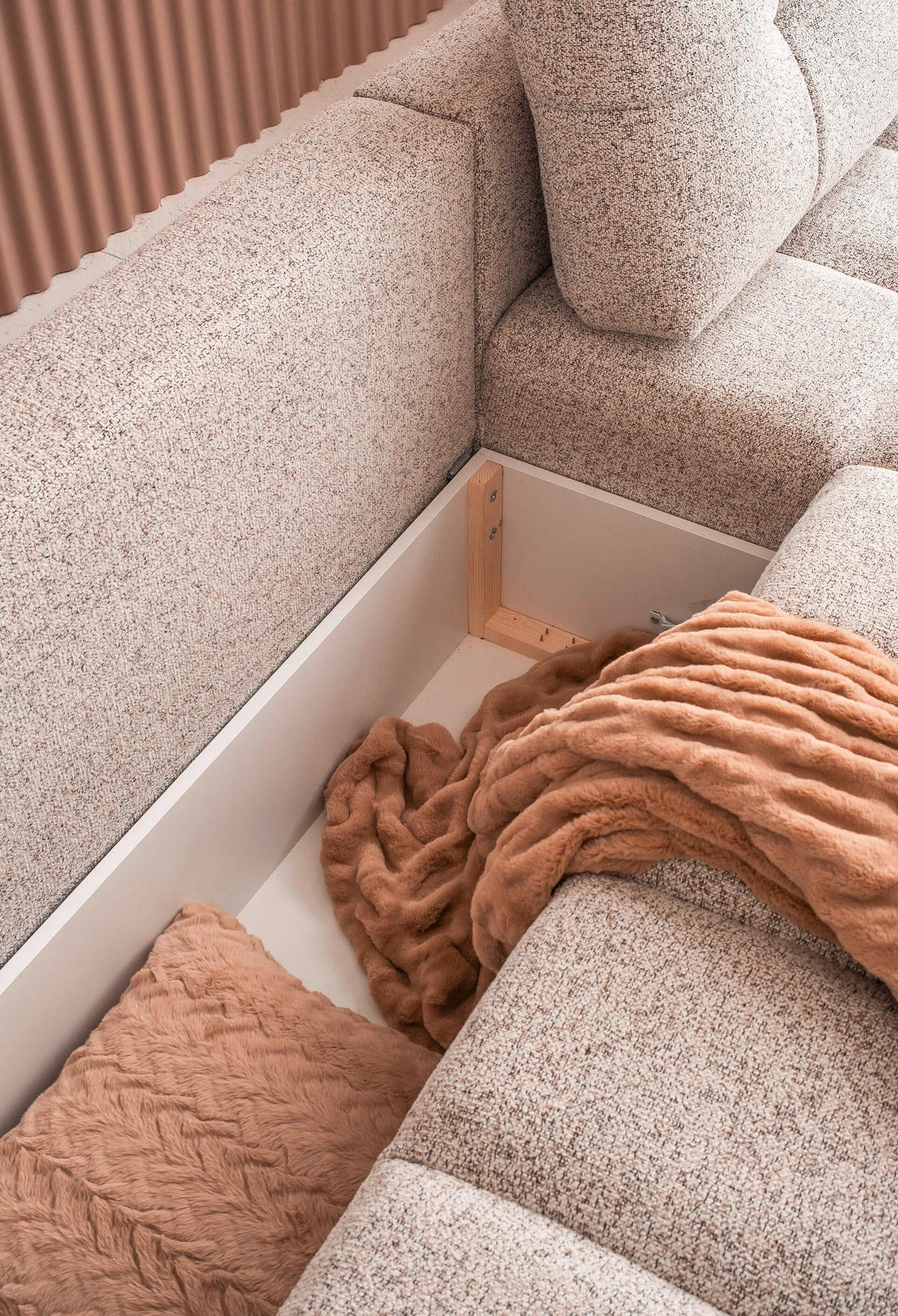 WOHNLANDSCHAFT in Taupe  - Taupe/Schwarz, Design, Kunststoff/Textil (184/333/213cm) - MID.YOU