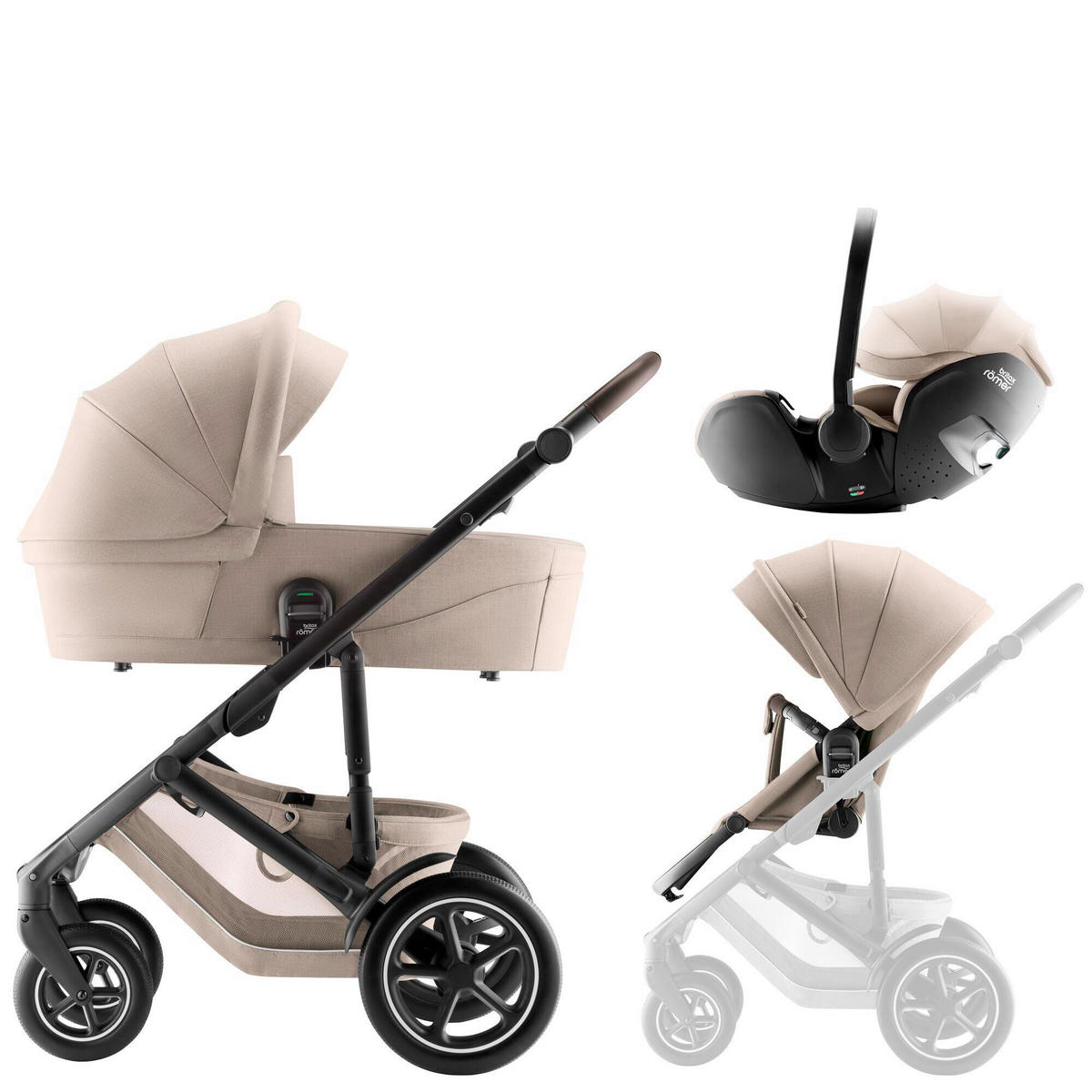 KINDERWAGENSET  Smile 5Z Set  Teak  - Hellbraun/Grau, Basics, Textil/Metall (57/112/97.7cm) - Britax Römer