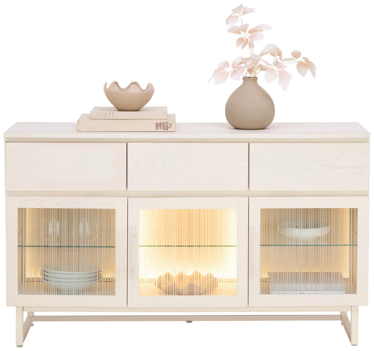 SIDEBOARD BORAS 135/80/43 cm 3 Schublade(n)  - Weiss/Schwarz, Modern, Glas/Holz (135/80/43cm) - Lomoco