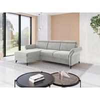 ECKSOFA GLENDALE E Hellgrau Flachgewebe Kopfteilverstellung  - Hellgrau/Schwarz, KONVENTIONELL, Textil/Metall (166/253cm) - Sit & More