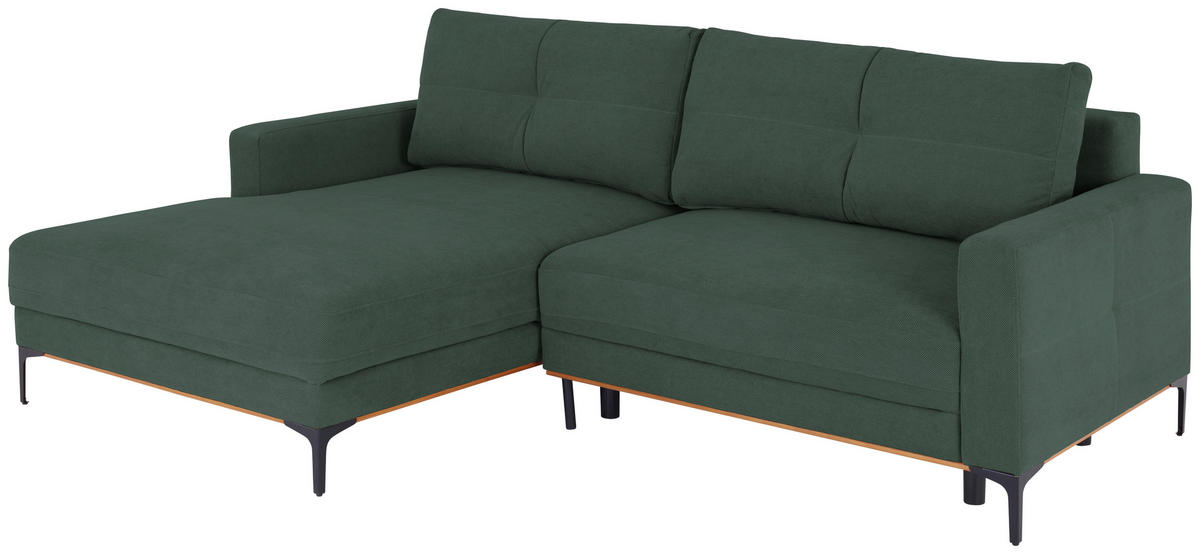 ECKSOFA Waldgrün  - Waldgrün/Schwarz, MODERN, Textil/Metall (162/238cm) - Ondega
