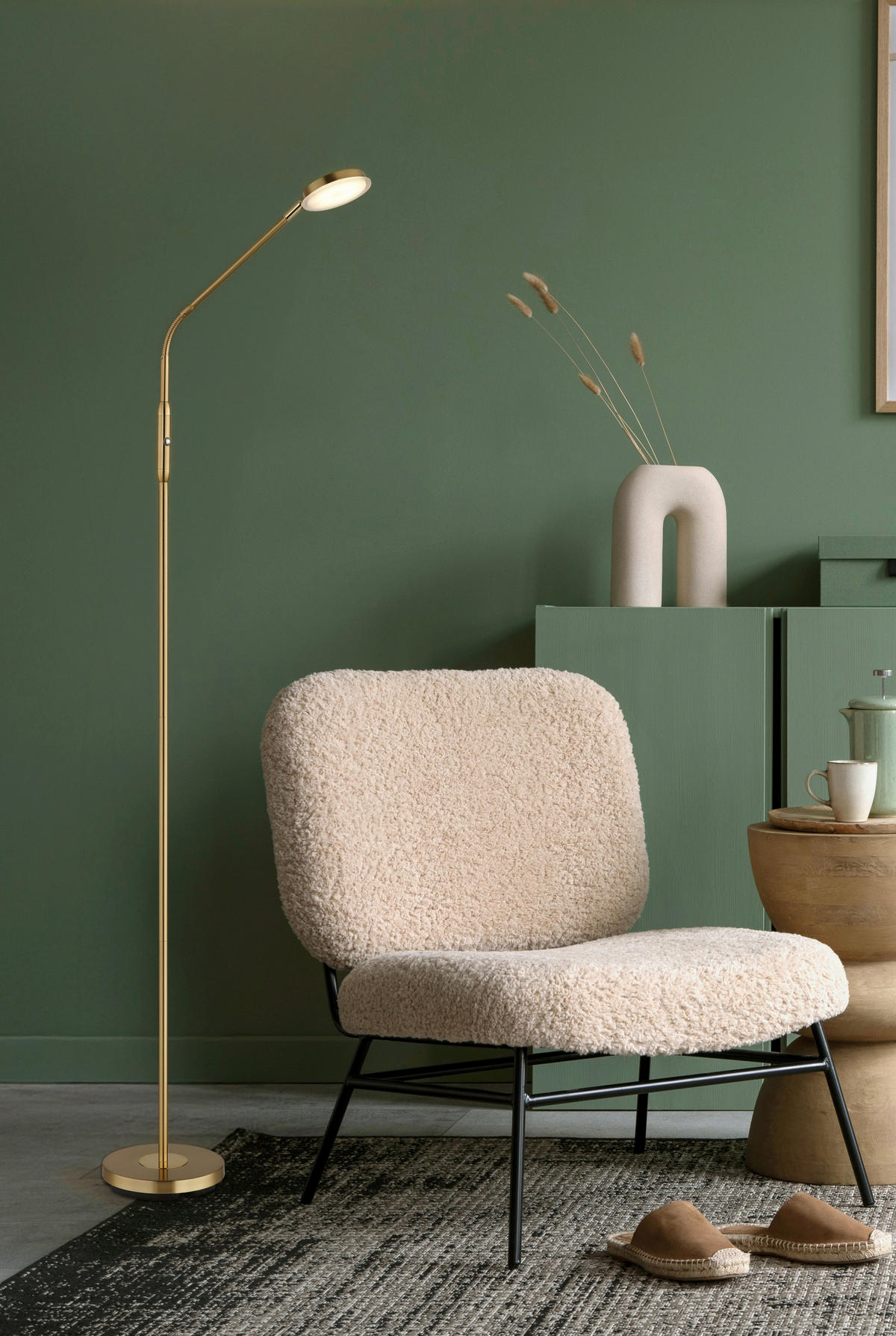 LED-STEHLEUCHTE 52/20/173 cm    - Klar/Messingfarben, Design, Kunststoff/Metall (52/20/173cm) - Globo