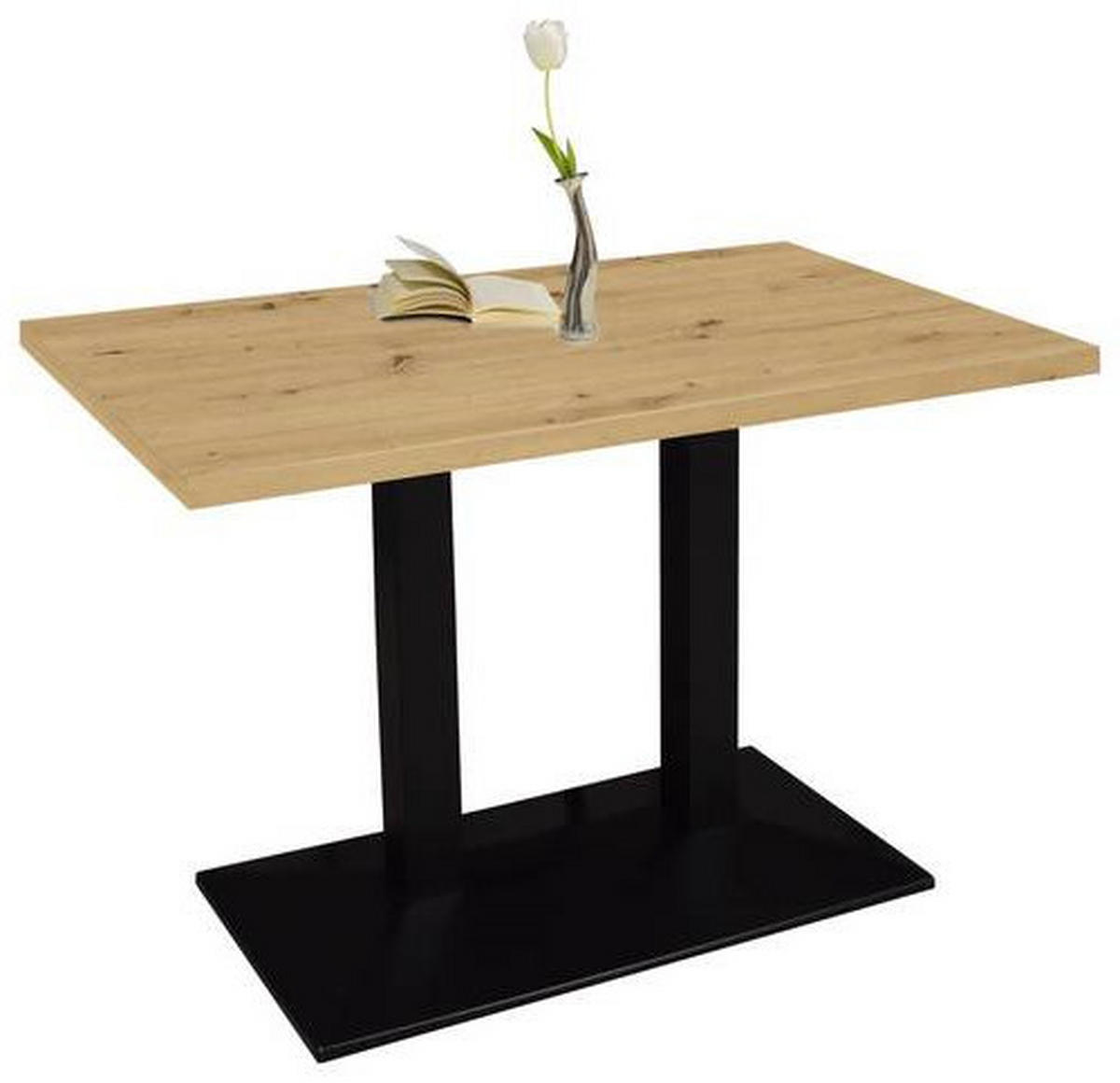 BARTISCH in Metall, Holzwerkstoff 120/70/105,5 cm   - Eichefarben/Schwarz, KONVENTIONELL, Holzwerkstoff/Metall (120/70/105,5cm) - Hom`in