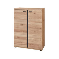 AKTENSCHRANK Schwarz, Eschefarben, Eiche Artisan  - Eschefarben/Schwarz, MODERN, Holzwerkstoff (90/124/38cm) - MID.YOU