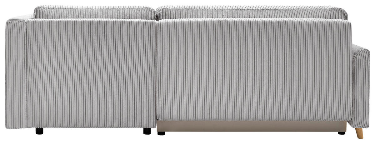 ECKSOFA MILOS Hellgrau Cord Rückenkissen, Bettkasten, Schlaffunktion, Rücken echt  - Hellgrau/Naturfarben, Design, Textil (224/148cm) - P & B