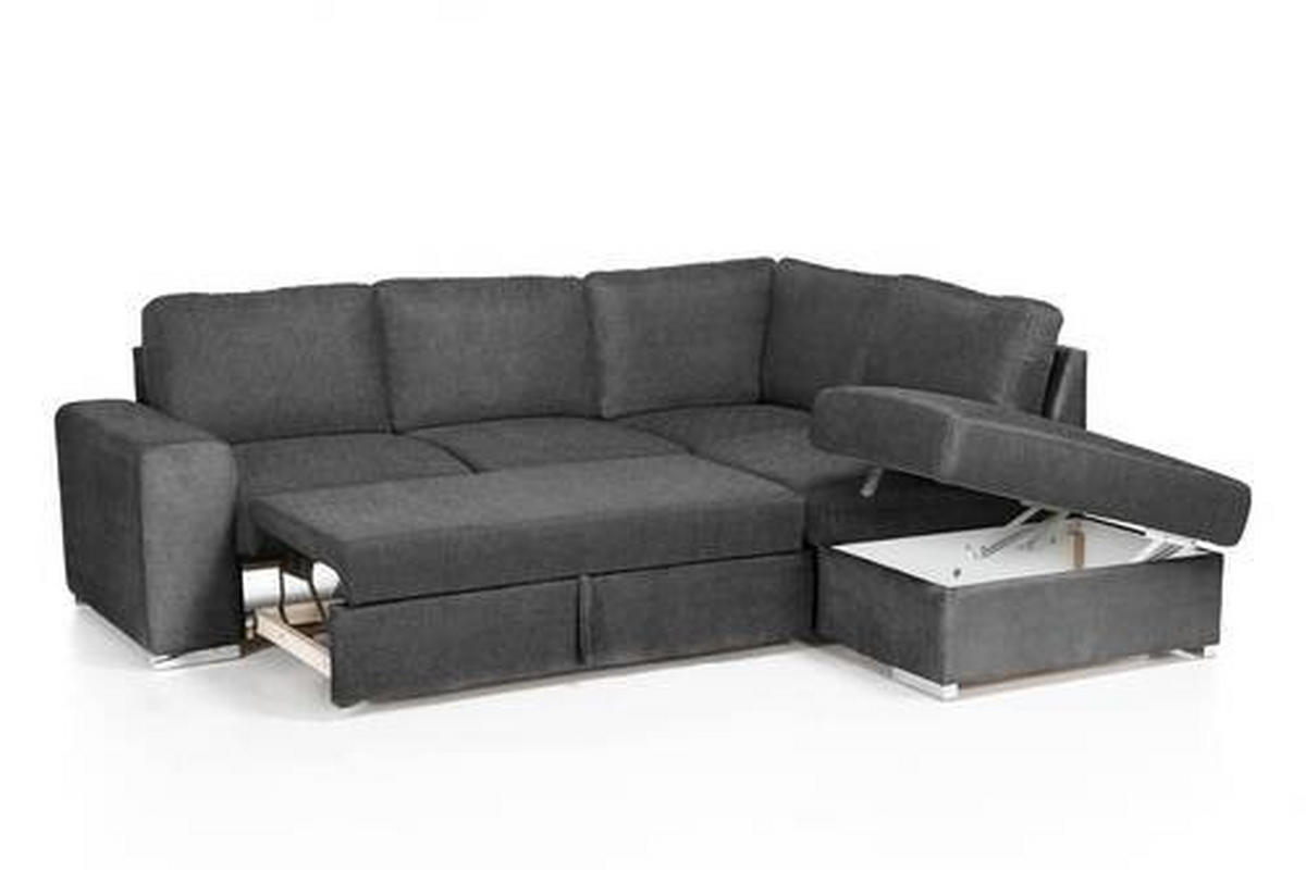 ECKSOFA Dunkelgrau Mikrofaser  - Chromfarben/Dunkelgrau, KONVENTIONELL, Textil/Metall (248/213cm) - MID.YOU