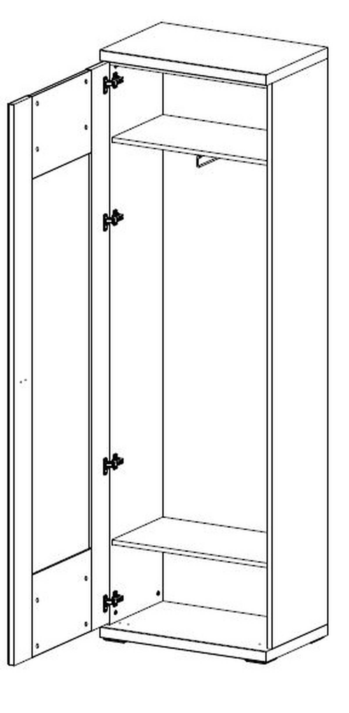 GARDEROBENSCHRANK 65/206,6/41,6 cm  - Chromfarben/Eichefarben, Design, Holzwerkstoff/Metall (65/206,6/41,6cm) - Xora