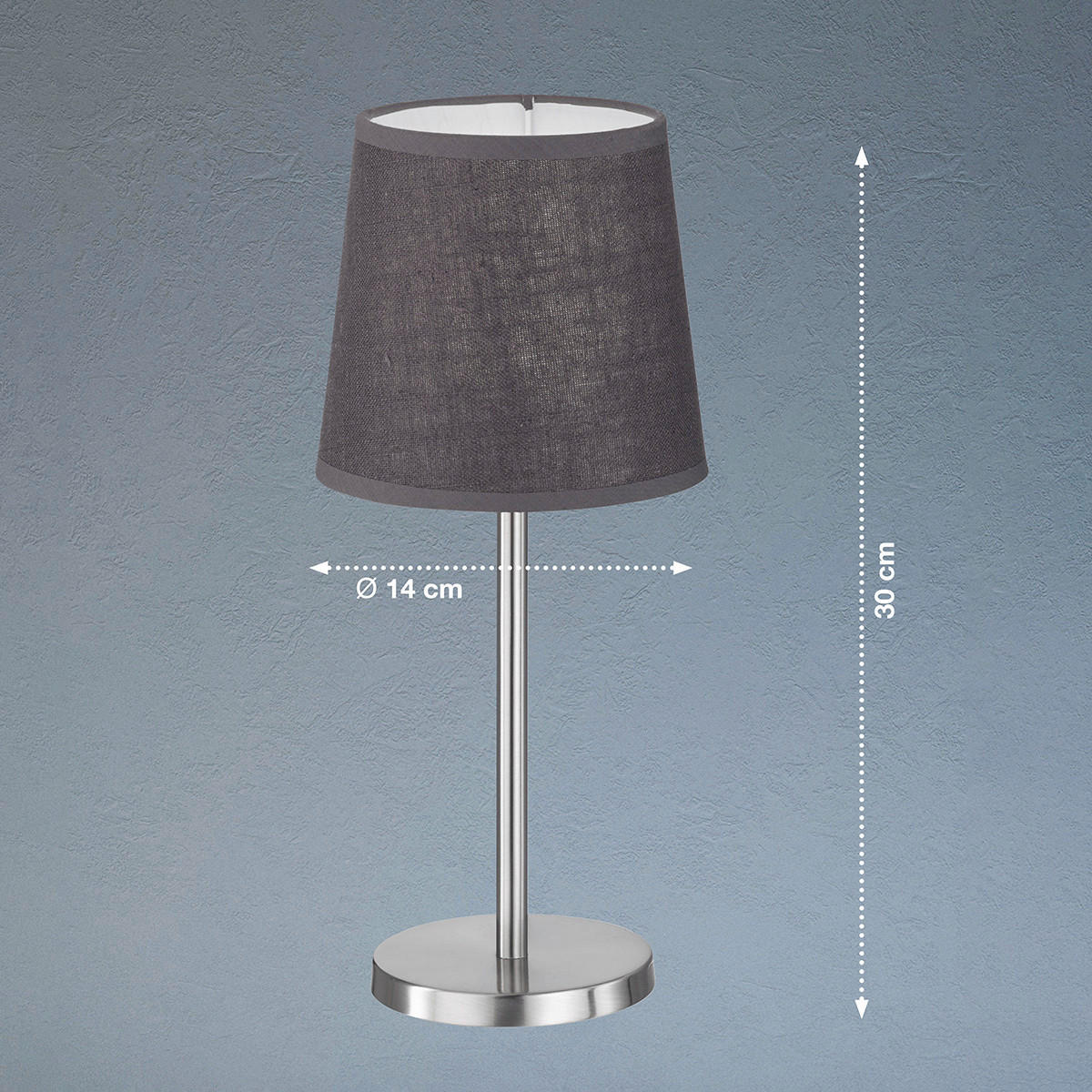 SVJETILJKA STOLNA Eve  - siva/boje nikla, Basics, metal/tekstil (14/30cm)