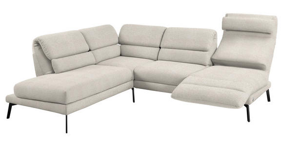 ECKSOFA in Flachgewebe Naturfarben, Beige 212-253/256-363 cm - Beige/Schwarz, Design, Textil/Metall (212-253/256-363cm) - Dieter Knoll