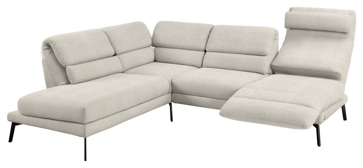 ECKSOFA in Flachgewebe Naturfarben, Beige  212-253/256-363 cm  - Beige/Schwarz, Design, Textil/Metall (212-253/256-363cm) - Dieter Knoll