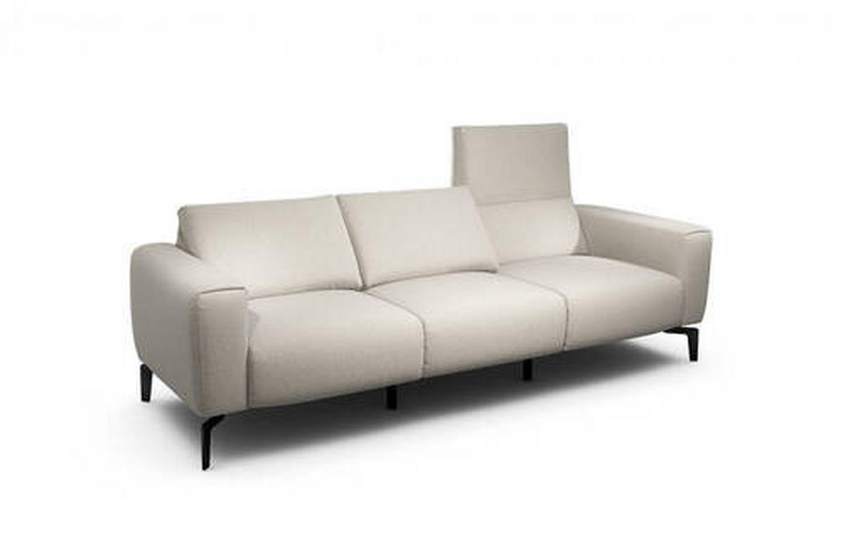 3-SITZER-SOFA in Chenille Naturfarben  - Schwarz/Naturfarben, Design, Textil/Metall (250/86/86-94cm) - SENSOO