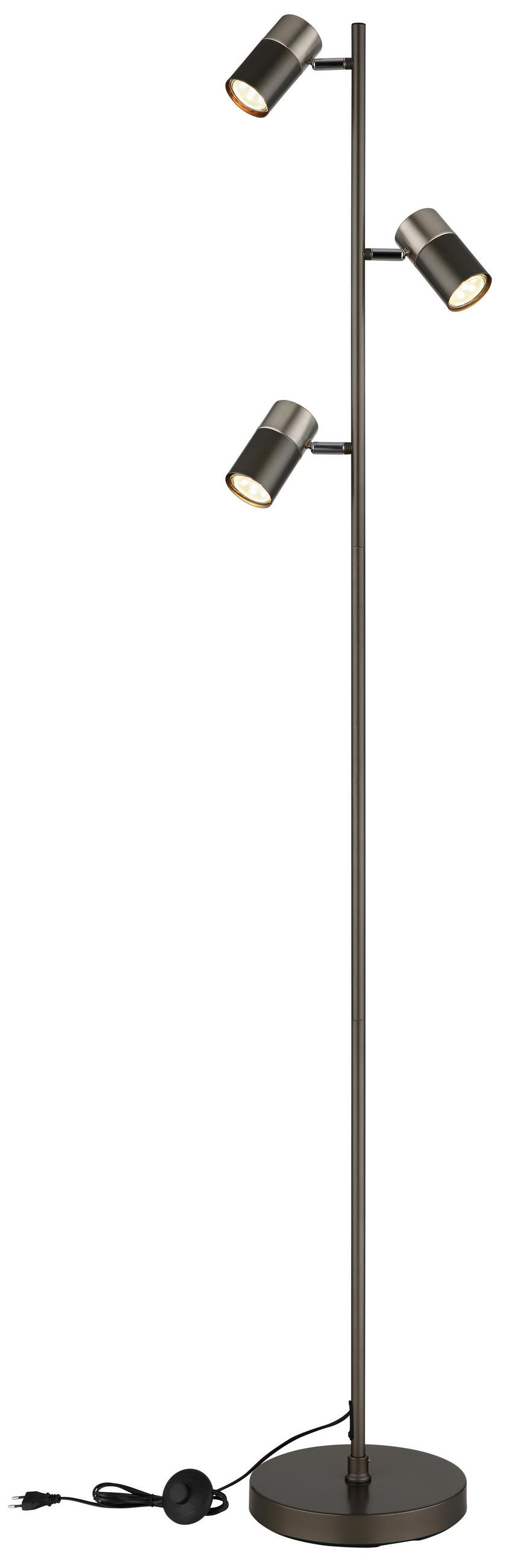 STEHLEUCHTE Solin 23/154 cm  - Schwarzchrom/Schwarz, Design, Kunststoff/Metall (23/154cm) - Globo