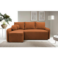 ECKSOFA in Struktur, Bouclé Rostfarben  - Rostfarben/Schwarz, Design, Kunststoff/Textil (143/209cm) - MID.YOU